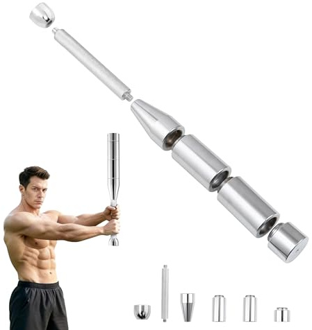 Mace Bell Ajustable 6-en-1 - Club Indien Acier pour Corps Complet, Épaules, Avant-bras - Fitness, MMA, Rééducation - Avec Renforceur, Testeur de Poigne et Poids Ajustables (3-8 kg)