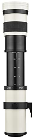 KIMISS Super Téléobjectif Zoom Lens Manual Focus 420-800mm T Mount Universal Thread DSLR SLR Cameras (White)