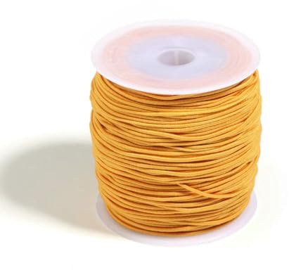 Lote de 50 metros de cuerda elástica redonda de 1 mm, cuerda elástica, banda de goma, cordón, cordones, accesorios de costura, color amarillo, 1 mm, 50 m
