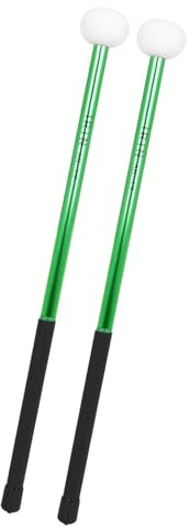 Lot de 2 bâtons de timbales en alliage avec tête en feutre pour l'éducation musicale Vert 39,7 x 3,6 x 1,5 cm