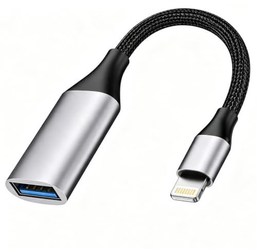 Lightning till USB adapter för kamera,i Phone Lightning till USB OTG adapter (hona) för i Phone 14/13/12/11 Pro Max/XS/XR/8/7 Plus/iPad,stödjer USB-minnen,hubbar,mus, MIDI-tangentbord och kortläsare