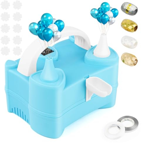 Gonfleur Ballon Electrique, 400W Pompe Ballons, Pompe Ballon Portable, Gonfleur Ballon Anniversaire avec Gonfleur à Double Buse, pour Les Ballons de Mariage la Fête, la Décoration Festive