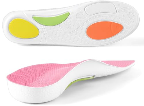 OSDUE Plantillas Ortopédicas, Plantillas Para Soporte del Arco Alivio Eficaz de Fascitis Plantar, Espolón Calcáneo, Juanetes, Pies Planos, Dolor De Pies, Para Hombres y Mujeres (Rosa, 39-40)
