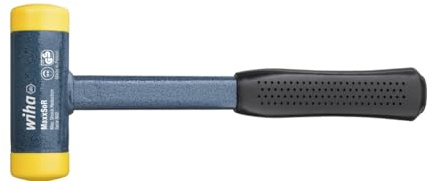 Wiha Martillo de cara blanda sin contragolpe, semiduro con tubo de acero, cabezal redondo 70, 385 mm (02129)