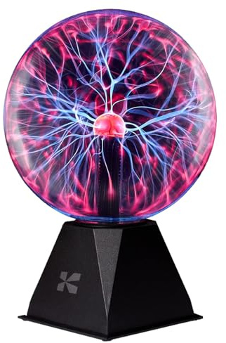 Katzco 7 Inch Plasma Ball Lamp - Touch and Sound Sensitive Electric Globe with Lightning Effects - Plug-in Energy Ball for Parties, Room Decor, and STEM Learning - Static Electricity Sphere for Kids