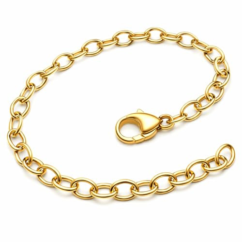 CLEVER SCHMUCK Damen Armband Gold 19,5 cm Sterling Silber 925 vergoldet für Damen Größenverstellbar in Geschenkverpackung
