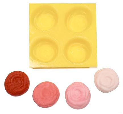 EDELAINE'S Silicone Molds - 4 Cavity Rose for Cream Cheese Mints Chocolate Mold Fondant Gummy Molds Flower Ice Cube Candy Mold Perfect for Birthdays & Weddings
