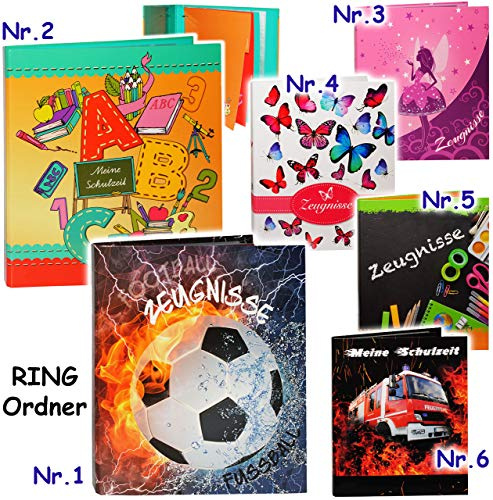 alles-meine.de GmbH A4 - Zeugnismappe/Ringbuch - Zeugnisse Feuerwehrauto - ERWEITERBAR - incl. Register & Einsteckseiten - z.B. Urkunden/Ordner - Sammelordner - Zeugnisring..