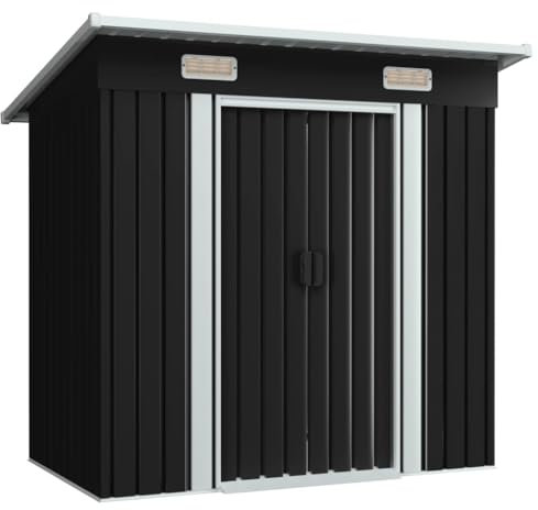 vidaXL Capanno per Attrezzi da Giardino Ventilato Ingresso a Scorrimento Robusto Casetta da Esterno Magazzino Antracite in Acciaio Zincato