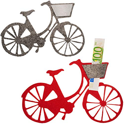 alles-meine.de GmbH 2 Stück Geldgeschenke/Deko/Glückwunschkarten - Filz - Fahrrad/Bike - E-Bike - bunt - ideal für Gutschein + Geldscheine + Foto´s + Glückwünsche - Geldg..