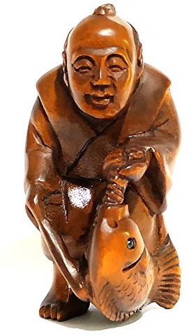 HIUHIU Estatuillas, artesanías, Accesorios de decoración del hogar: 2 Pulgadas de boj Tallado a Mano estatuilla Netsuke