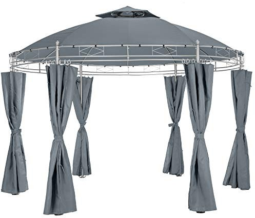tectake® Gazebo da Giardino Deluxe, Gazebo Esterno Resistente con Teli Laterali, Gazebo da Esterno Regolabile, Gazebo Impermeabile, Resistente ai Raggi UV, Design Elegante - Antracite