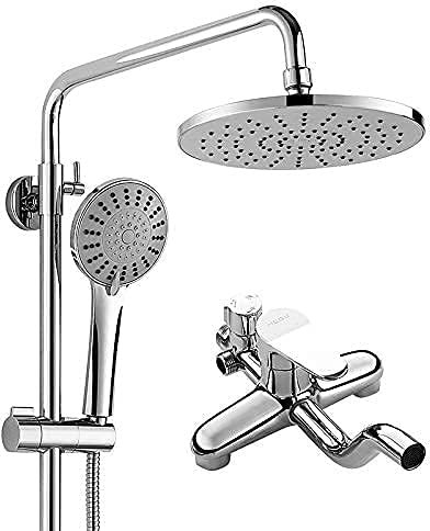 Sywlwxkq Thermostatische Brausebatterie 40°C Brausethermostat 3-Funktions-Handbrause Quadratische Brausebatterie Duschsystem Weiß (Farbe : Weiß)