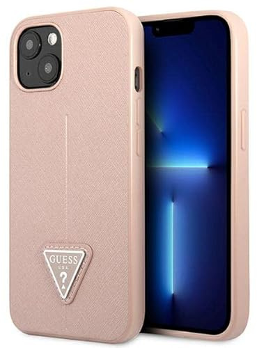 Guess GUHCP13MPSATLP Hülle für iPhone 13 6,1 rosa SaffianoTriangle Logo