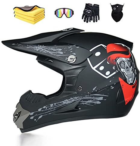 Ruiqie Casque de Motocross MX ATV pour Enfants avec Gants