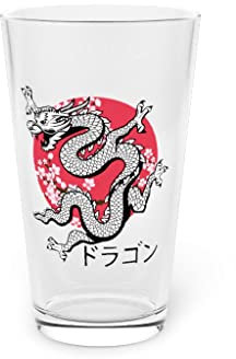 Vaso de cerveza pinta de 16 onzas hilarante criaturas míticas japonesas artes ilustración artística historia humorística 16 onzas
