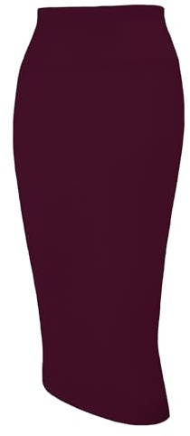 Tapata Falda lápiz para Mujer, Falda Midi Corta Cintura Alta, Falda Negocios Elástica Que Abraza la Figura, hasta la Rodilla, Burgund, Medium