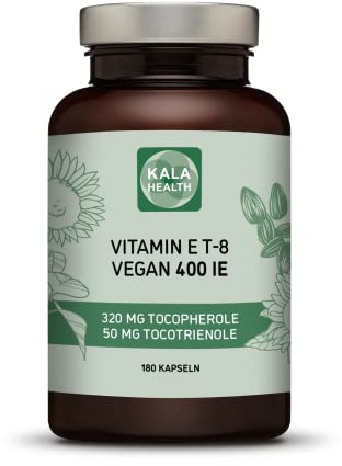 Kala Health Vitamin E 400 IE Vegan – alle 8 Alpha + Beta + Gamma + Delta Tocotrienol und Alpha + Beta + Gamma + Delta Tocopherol – Vitamin E Tocopherol und Tocotrienol kapseln