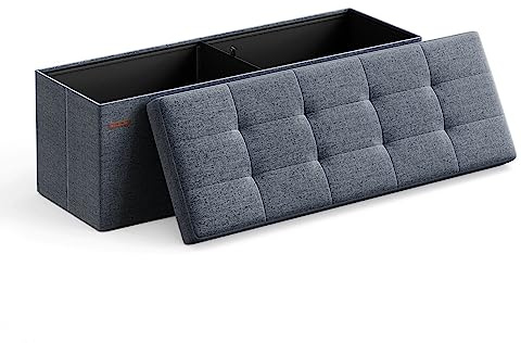 SONGMICS Sitzhocker mit Stauraum, klappbare Sitzbank, 38 x 110 x 38 cm