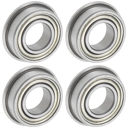 uxcell MF126ZZ Flanged Ball Bearing 6x12x4mm Double Shielded Chrome Steel Flange Bearings, 4pcs