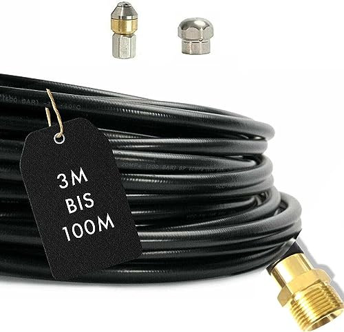 Rohrreinigungsschlauch für/kompatibel passend zu Kränzle mit M22x1,5 AG inkl. 2 Düsen Kanalratte (30 Meter)