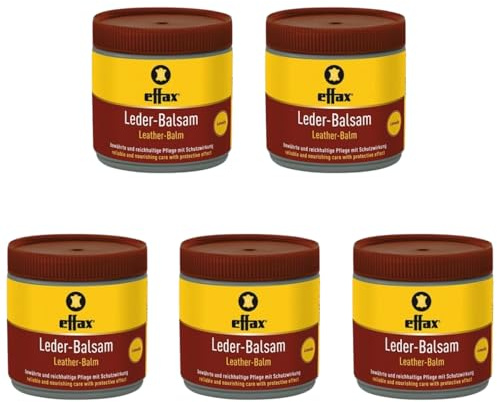 RL24 Effax - Leder-Balsam – 5 x 500 ml Dose (5er Set) | Lederfett mit Bienenwachs – pflegt das Leder – Lederwachs für perfekten Glanz – feuchtigkeitsabweisende Lederpflege