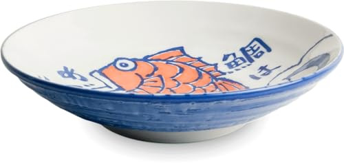 Lujo - Cuenco - Sakana azul - Edo japan - Cuenco japonés - Ø21,5 cm - Platos de cerámica - Gran plato - Fruta - Ensaladera grande - Ensaladera grande - Cuenco grande - Ensaladera grande - Vajilla