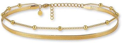 GD GOOD.designs Fußkettchen Gold für Damen I Mehrreihige Fußkette - Verstellbar I Goldene Schlangenkette Fußschmuck I Wasserfest