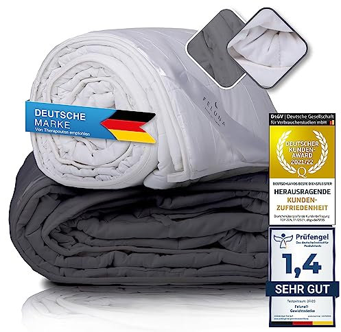 Feluna Manta de peso XXL, 155 x 200 cm, 8 kg, manta antiestrés, manta de relajación, para trastornos de ansiedad y sueño, color blanco