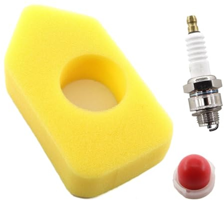 MCHNIC Luftfilter mit Zündkerze für Briggs & Stratton 3,5-4,5 PS Classic Sprint Quattro Motor 450-600 Serien Ersetzt Luftfilter 698369 4216 5086K 5088 5099, Primerpumpe 694394 494408 4178 5084H
