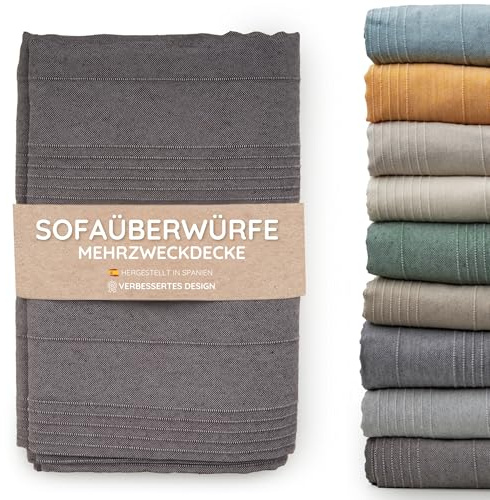 Jarapa Home Tagesdecke Baumwolle Wohndecke – Sofadecke Sofaüberwurf Bettüberwurf Überwurfdecke für Sofa & Bett – Mehrzweckdecke Couch Überwurf Plaid – Dünne gesteppte Decke