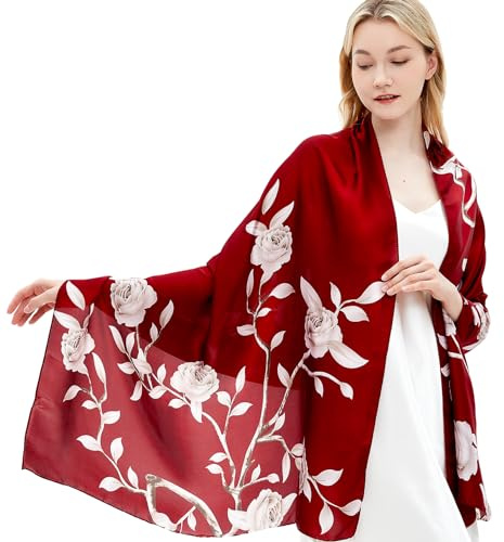 Gragengs Women Silk Scarves Long Satin Lightweight Outdoor Shawl Wraps Printed Head Scarf 70''X35''
