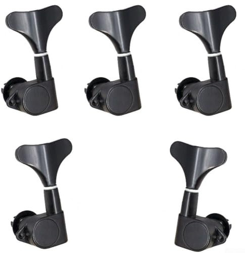 5 x Fischschwanz-Knöpfe, Bass-Saiten-Stimmwirbel, Stimmwirbel für Gitarrenteile (4L1R schwarz)