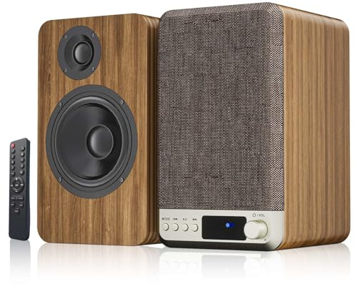 Orroplus Active Bookshelf Speakers, 60W Powered Record Player Speakers Speakers with 3.5 Inch Woofer, Turntable Speakers with AUX/RCA/BT Input, Home Stereo Speakers Wired for Vinyl Player Desktop PC