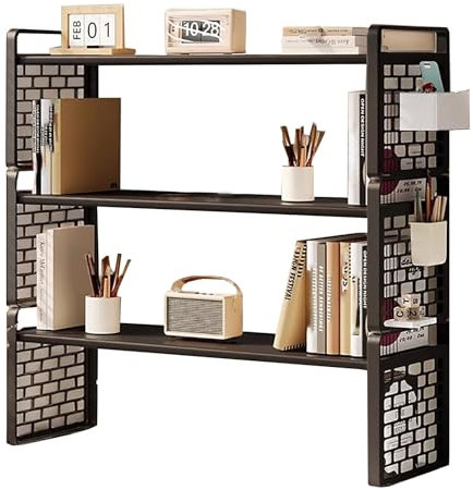 zxhrybh Schreibtischregal für Studentenwohnheime, 3-Stöckiges Tischregal, Verstellbares Schreibtisch Regal mit Brett, für Büro, Schlafzimmer, Badezimmer(Black,15.7in/40cm)