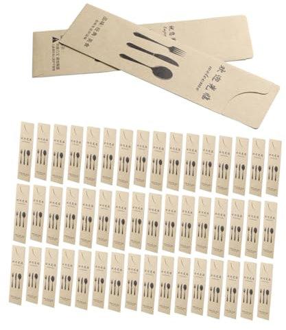 TOBBOMEY 100stücke Besteckhalter Aus Papier Bestecktaschen Für Party Und Hochzeit Kraftpapier Besteckhüllen Besteckaufbewahrungstaschen Für Bankette Und Feiern