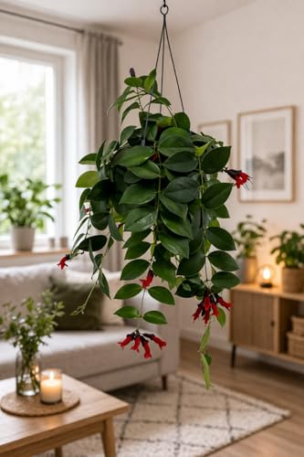 Aeschynanthus 'Mona Lisa' - 70-80 cm Hängende Schamblume | Ampelpflanze & Zimmerpflanze für Innenräume
