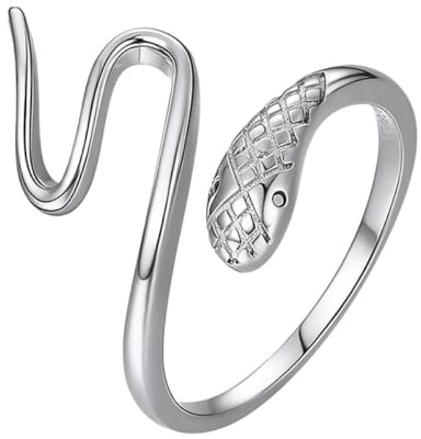VALICLUD Bague Réglable Femme en Argenté, Bague Fantaisie de Serpent Enroulé, Finition Polie, Chic pour Fête et Anniversaire
