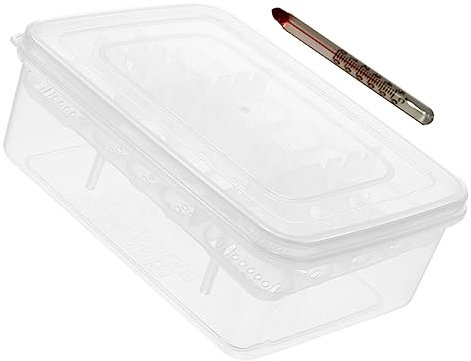 Milisten Reptilien-inkubationsbox Mit Fächern Transparente Brutbox Für Eidechsen Und Schlangen-Eier Inklusive Thermometer Leicht Und Einfach Zu Reinigen Für Professionelle Zucht