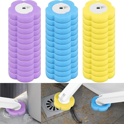 Engångs toalettborste vägghängande toalettborste med 24 toalettborste svamp med 3 dofter Disposable toilet brush set för rengöring av toaletter badkar (36 reservhuvuden)