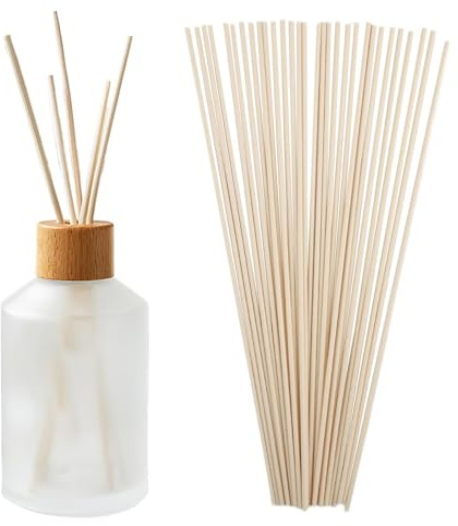 30PCS Extra Long Reed Diffuser Sticks, 30cm Natural Fibre Reed Thick Diffuser Sticks Natural Wood Rattan Aroma Oil Replacement Sticks for Fragrance and Aromatherapy in Home,Office (Primary colour)