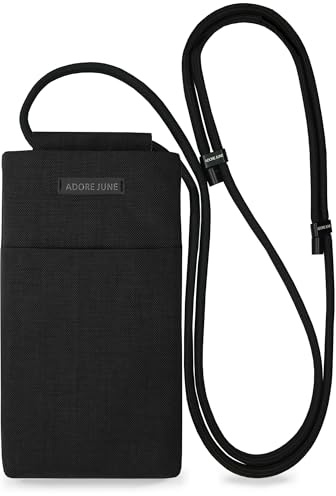 Adore June Telefon Crossbody Väska Move kompatibel med 6-6,3 Tum Smartphones (som iPhone 17 Pro, iPhone Air, 16e, 16Pro, Galaxy S25, Pixel 10 Pro), Justerbar Rem, Svart