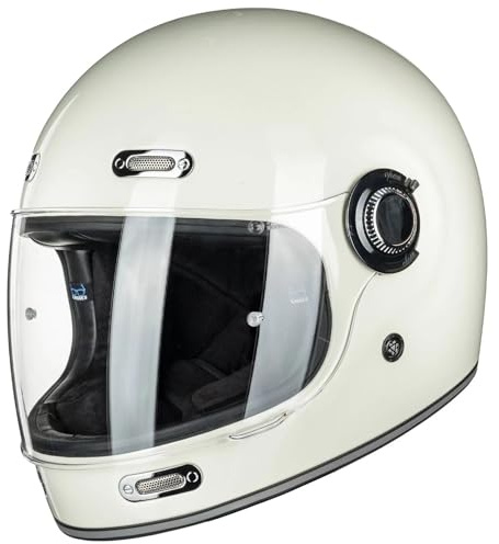 ILM Full Face Motorcycle Helmet Retro for Adult with Visor Vintage Helmets for Cruisers Scooters Mopeds Pinlock Compatible DOT Model Z503(White, Large)