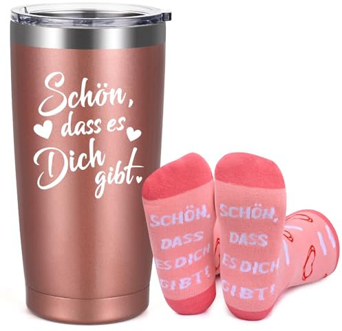 Livole Dankeschön Geschenke for Frauen, Sie, Kollegin, Tante - Schön dass es Dich gibt - Sinnvolle Geschenk Beste Freundin Geburtstag, Weihnachtsgeschenke für Frauen, 20oz 600ml Kaffee Becher to go