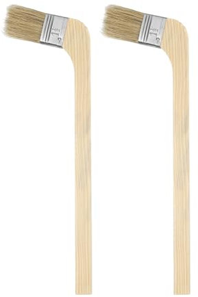 sourcing map Paint Brush 2Pcs 1.5 Brush Width Reusable Variety Angle Bend Brushes Radiator Paint for All Latex Oil Painting Furniture Walls Home Improvement Brown