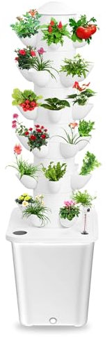 Tour de culture hydroponique, tour de jardinière verticale avec réservoir de 10 L et 6 couches, système de culture sans sol pour herbes, fruits et légumes, kit de culture hydroponique d'intérieur po
