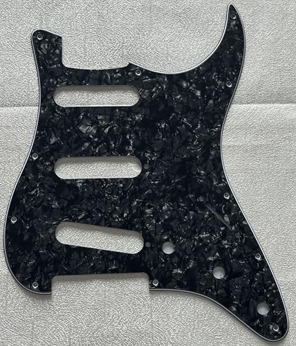 Plektrumschutz für Fender Stratocaster Strat US SSS 11-Loch-Stil Gitarre Pickguard Schlagbrett Schlagplatte (4-lagig, Black Pearl)