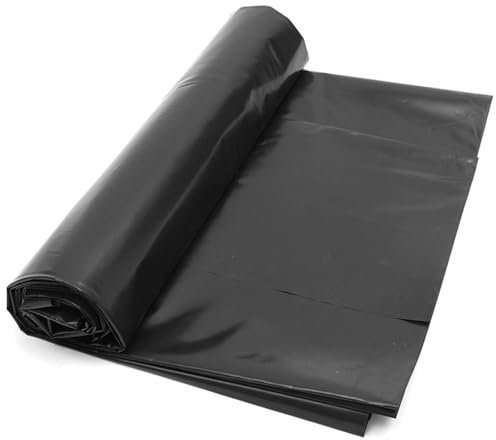 LJBD Revestimiento para Estanque de HDPE, Flexible Mallas para Estanque Resistente al Desgarro 0,2mm Lona para Estanques de Jardín, Koi y Piscinas de Peces (Negro, 5x6m)