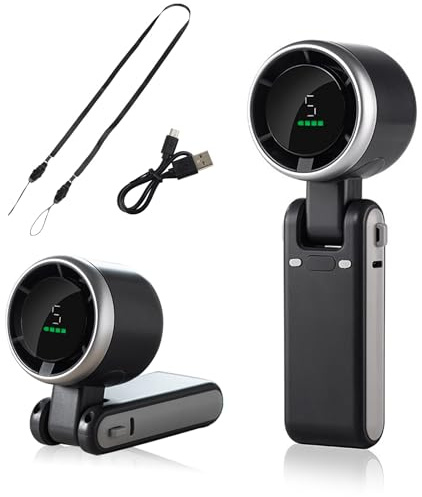 Mini ventilateur portatif avec batterie rechargeable USB - Petit ventilateur turbo - Jusqu'à 12 heures - 3 en 1 - Pour cou et table - Noir