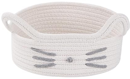 Small Woven Storage Basket Cotton Rope Basket for Toys Books Home Bathroom Decor 23 x 10CM